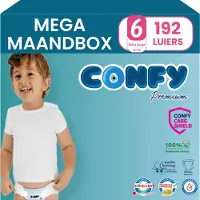 Confy Premium - Luiers Maat 6 (15+kg) - 192 Luiers - Mega MaandBox