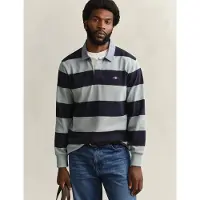 Gant Trui Men Reg Chambray Stripe Heavy Rugger Ceramic Grey-S