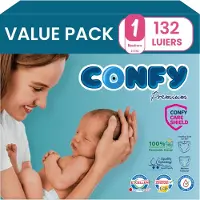 Confy Premium - Luiers Maat 1 (2kg-5kg) - 132 Luiers - Value Pack