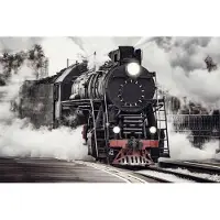 Karo-art Fotobehang Antieke Stoomtrein - Vliesbehang - 368 x 280 cm