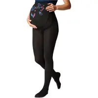 Be Mammy Dames Panty - Zwangerschapspanty - 150 DEN - Medium gloss - Katoen - BE-GI-1122 - Zwart Patroon-002 - S