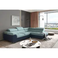 Fun-Möbel Bank JADE, blauw-groen, met slaapfunctie, chaise longue rechts