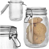 Kadax glazen pot 950ml, 1 stuk, glazen voorraadpot met draaidop, grote voorraadpot met deksel, voorraadpot met draaidop, koekjespot
