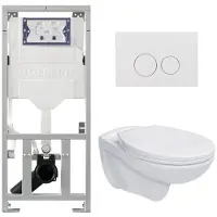 Geberit Adema Classico toiletset bestaande uit inbouwreservoir en toiletpot, basic toiletzitting en bedieningsplaat wit SW1152613/SW706186/0701131