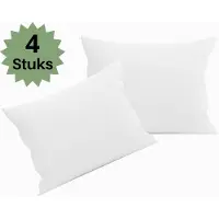 Droomtextiel Hotelkwaliteit Kussenslopen - Wit - Set van 4 Stuks 60x70cm - 100% Hoogwaardige Katoen