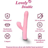 Lovely Double, Cleaner, Lube - 2-1 G-Spot Vibrator Clitoris Stimulatie-Sucking-Vrouwen-Spray-Seksspeeltjes-Glijmiddel-Aloe Vera-Huidvriendelijk
