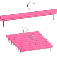 Relaxdays broekhangers hout - 10 stuks - roze - kleerhanger - kledinghanger - rokhanger