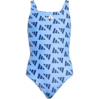 Adidas Logo Graphic V-back Swimsuit Blauw 4-5 Years Meisje