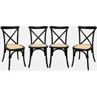 Sweeek Vintage rubberhouten bistrostoelen (set van 4) Zwart