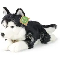 Rappa ECO knuffel Husky 36 cm - realistische knuffel van recyclede PET flessen - zwart, wit