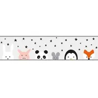 A.S. Création DIEREN IN DE STERRENHEMEL BEHANGRAND | Zelfklevend - oranje grijs roze zwart - Only Borders 11