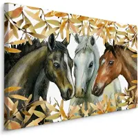 Karo-art Schilderij - 3 Paarden (print op canvas), multi-gekleurd, 4 maten, wanddecoratie