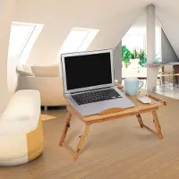 Markenlos Houten inklapbare computer bureau met warmtefunctie - ideaal voor het lezen van boeken en het kijken van films - 80 cm