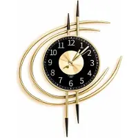 OEM Stijlvolle, moderne wandklok, 54 cm, groot, goud en zwart, metaal
