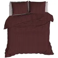 Satin d'or Satijnstreep Dekbedovertrek - Tweepersoons - 200x200/220 cm - Mokka