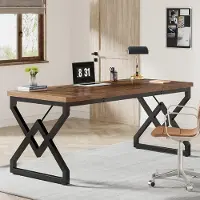 Tribesigns - Computertafel - Bureau voor Thuiskantoor - Met Metalen Frame -Industrieel - Vintage Bruin - 159 x 70 x 75 cm