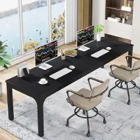 Tribesigns Bureau - Dubbel Lang Bureau - Computerbureau - Computertafel - Bureautafel voor Thuiskantoor - 200 x 70 x 75 cm - Zwart