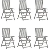 vidaXL Verstelbare tuinstoelen, 6 stuks, grijs, massief acaciahout
