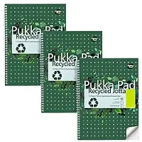 Pukka Pad Pukka Recycled Collegeblok A4 Geruit Dubbeldraads Zijgebonden Gerecycled Karton Harde rug Groen Geperforeerd 110 pagina’s 3 stuks à 110 vellen