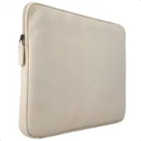 Accezz Leather Laptophoes met rits 15-16 inch - Laptopsleeve - Beige