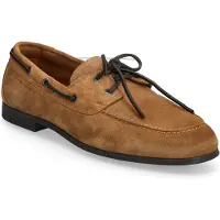 Tommy Hilfiger Heren Bruine leren bootschoenen met flexibele zolen (41), Leer, Plat, Veters, Casual FM0FM05863