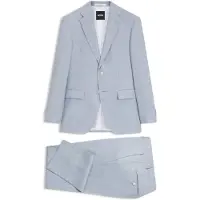 BOSS Regular-fit tweedelig pak van geruite stof Maat 48