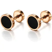 Mendes Heren Oorbellen Rose Zwart RVS – Fake Plug Studs – Minimalistisch & Stoer - 8mm
