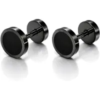 Mendes Heren Oorbellen Zwart RVS – Fake Plug Studs – Minimalistisch & Stoer - 8mm