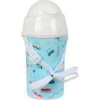 Safta Automatische opening fles - - 500 ml - Ingebouwde rietje - Vrij van BPA - Schouderband - Blauw - Compact