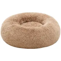 Feandrea Wasbaar donutvormig hondenbed met zacht pluche, Kameel bruin / L (70 x 70 cm)