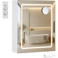 Vasagle Spiegelkast met verlichting en vergrotende spiegel voor badkamer, 50 x 60 cm