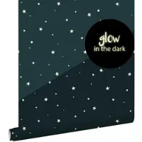 ESTAhome glow-in-the-dark behang lichtgevende sterretjes donkerblauw - 0,53 x 10,05 m - 139262