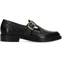 Manfield Zwarte leren loafers met gesp | Maat 41