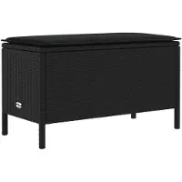 vidaXL Tuin Voetenbank met kussen Zwart 80 x 38 x 45 cm PE Riet