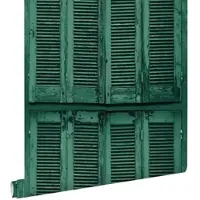 ESTAhome behang verweerde houten Franse vintage louvre luiken smaragdgroen - 53 cm x 10.05 m - 138885