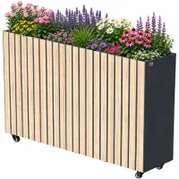 Zelsius verhoogde kas, verzinkt staal met wielen, 120 x 30 x 80 cm, antraciet (RAL 7016), met houtlook
