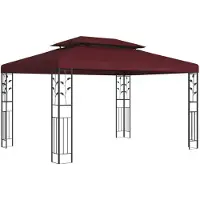 vidaXL Prieel 3,97 x 2,96 x 2,68 m Wijnrood Polyester en Staal