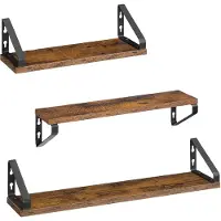 Vasagle Set van 3 wandplanken in industrieel design, Vintagebruin + Zwart Mat / Set van 3 (40/50/60 cm)