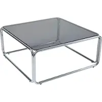 Oviala - Vierkante salontafel L90 cm in metaal en zwart glas - Lewis