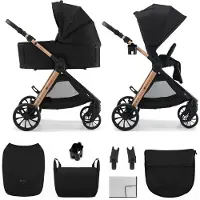 Kinderkraft VESTO 2 – 2-in-1 kinderwagen – Omkeerbare zitting + 5-punts – Reiswieg 3-zone ventilatie – Accessoireset – Zwart