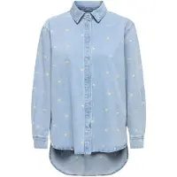 ONLY Blouse 'ONLVERA' blauw denim / geel / wit