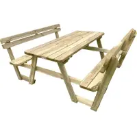 Solid Picknicktafel Set + Leuning Hout 180cm