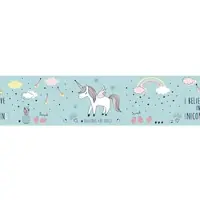 A.S. Création EENHOORN BEHANGRAND | Zelfklevend - turquoise roze geel - Lovely Kids