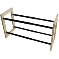 Box & Beyond Schoenenrek Uitschuifbaar Bamboe Zwart 35-62x22x32cm