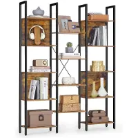 Vasagle Boekenkast met 14 planken en metalen frame, Vintagebruin-Zwart