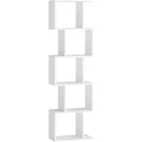Vasagle Vrijstaande boekenkast met meerdere niveaus en open opbergruimte, Mat Wit / 5 niveaus (40B cm)