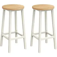 Vasagle Barkruk set van 2 met voetsteunen, Eikenbeige + Wit