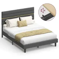 Vasagle Tweepersoonsbed met verstelbaar hoofdbord en stevig metalen frame, 160 x 200 cm