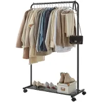 Songmics Kledingrek op wielen zwart