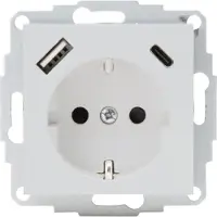 Kopp Wandcontactdoos Athenis - 1-voudig Inbouw - Randaarde - Usb-a/c - Betongrijs Mat